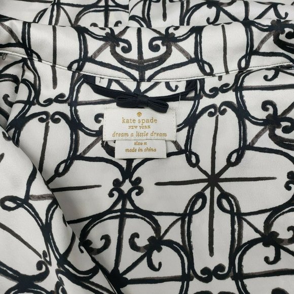 Kate Spade Button-Front Pajama Top M Scroll Print - Picture 4 of 4